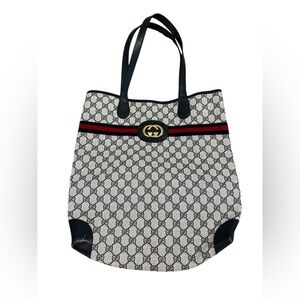Gucci Navy and White Tote Bag